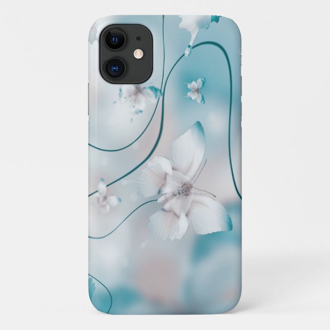 Weißer Zauber Schmetterlinge Case-Mate Barely Ther iPhone Hülle (Rückseite)