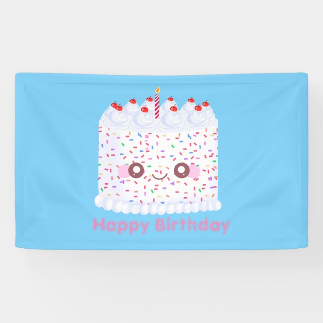 Weißer Zuckerguss Sprinkle Geburtstagstorte Banner (Horizontal)