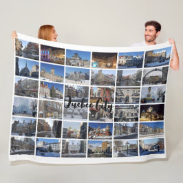 Weißes 36-Foto-Collage-Raster-Reise-Custom Fleecedecke