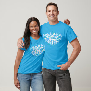 Weißes abstraktes gebrochenes Herz Stammesdesign T-Shirt