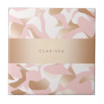 Weißes abstraktes Muster des eleganten modernen Fliese<br><div class="desc">Girly Muster im Imitatgold, erröten Rosa und Weiß.</div>