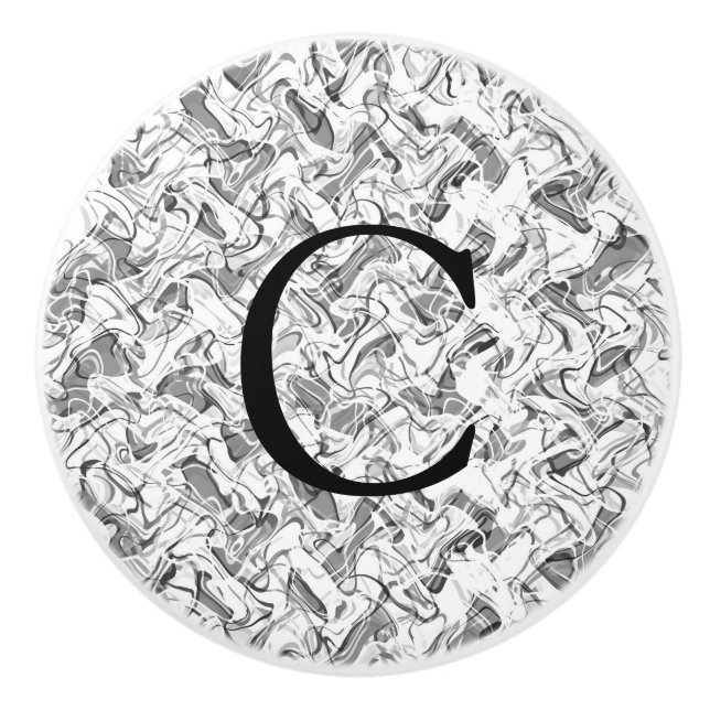 Weißes Abstraktes Raucherzimmer Dekor Keramikknauf (Vorderseite)