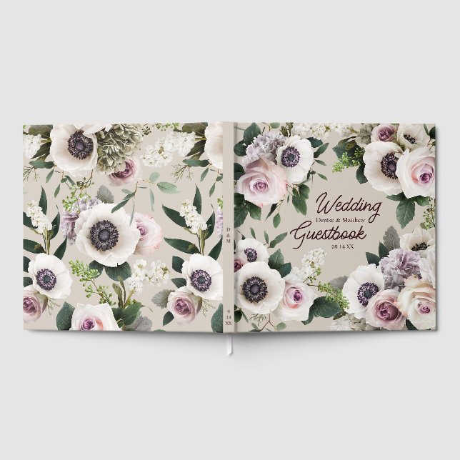 Weißes Anemon auf perfekt blass Gästebuch (Voll)