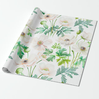 Weißes Anemon Blume auf Creme Geschenkpapier