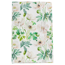 Weißes Anemon Blume auf Creme Mittlere Geschenktüte