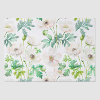 Weißes Anemon Blume auf Creme Seidenpapier