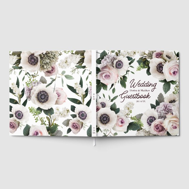 Weißes Anemon Gästebuch (Voll)