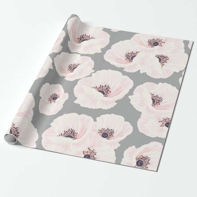 Weißes Anemone Blumenpapier Geschenkpapier (Ungerollt)