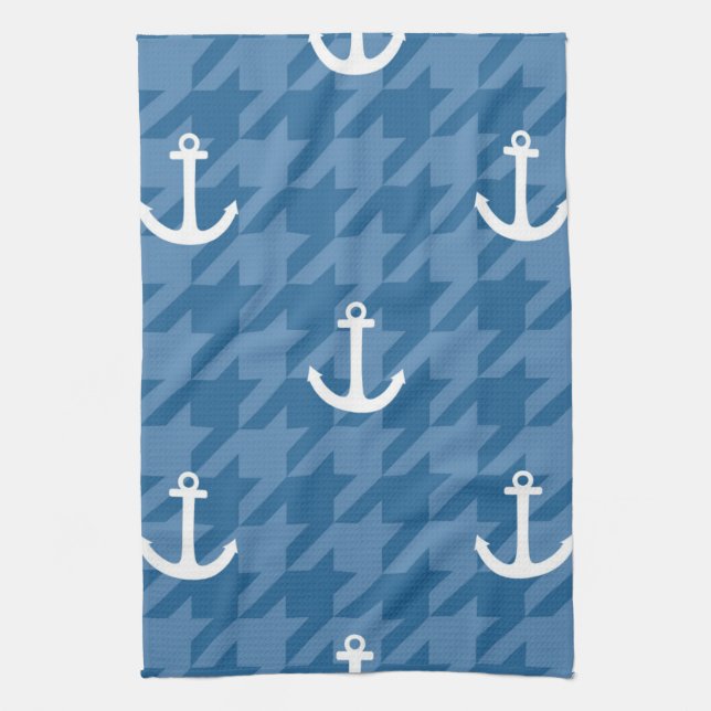 Weißes Anker-Muster Küchentuch (Vertikal)