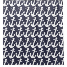 Weißes Ankermuster auf dunkelblau, aukal