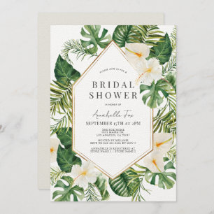 Weißes Anthurium und Hibiskus Blumenkohl Brautpart Einladung