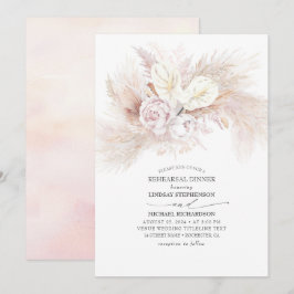 Weißes Anthurium und Pampas Gras Probe Abendessen Einladung