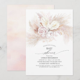 Weißes Anthurium und Pampas Grass Baby Dusche Einladung