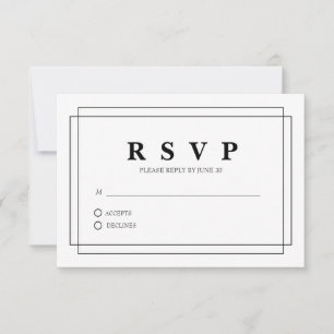 Weißes Antwortkärtchen mit Rand RSVP Karte