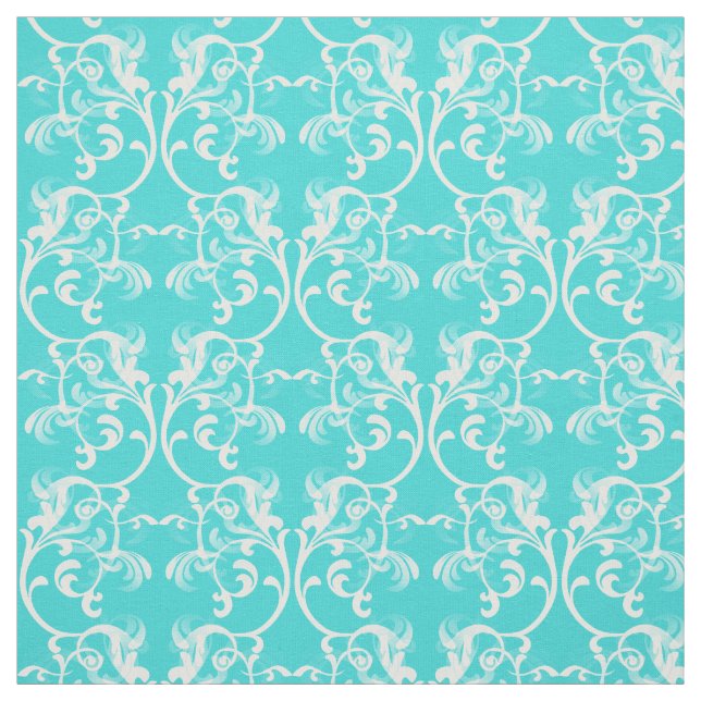 Weißes Aqua Parisian Damask Muster Stoff (Muster)