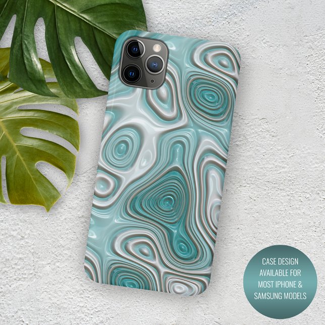 Weißes Aqua Türkis Grün Swirt Kunstmuster Case-Mate iPhone Hülle (Von Creator hochgeladen)