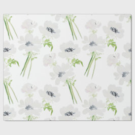 Weißes Aquarellanemon Blume Geschenkpapier