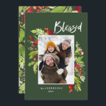 Weißes Aquarellgrün Weihnachten<br><div class="desc">Gesegnete Aquarelltöne,  Blumen und Blätter Weihnachtskarten. Schönes Aquarell mit bemaltem Blattwerk und modernem Skripttext. Teil einer Sammlung.</div>