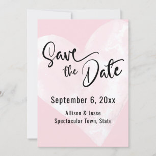 Weißes Aquarellherz auf Rosa Save-the-Date-Karte Save The Date