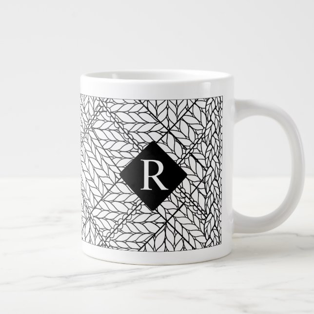 WEIßES ARGYLE-STRICKMUSTER Große Tasse + Anfangsbu (Rechts)