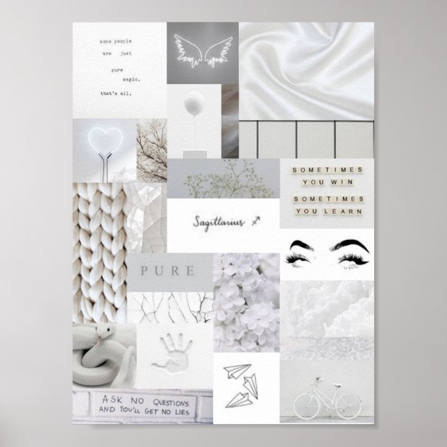Weißes ästhetisches Sagittarium zodiac Zeichenpost Poster (Vorne)