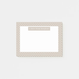 Weißes auf beigen Punkten Muster mit individuellem Post-it Klebezettel