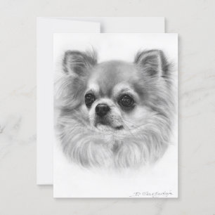 Weißes Auge Handgemalt Chihuahua Portrait Postkarte