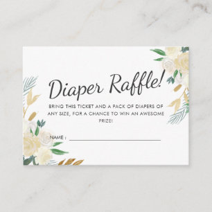 Weißes Baby-Dusche Diaper Raffle-Spiel der Rosen-  Begleitkarte