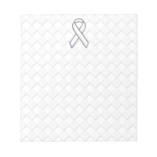 Weißes Band Bewusstsein auf Checkers Print Notizblock