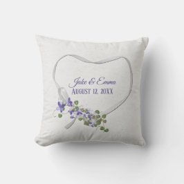 Weißes Band Herz mit Hochzeitdatum Kissen