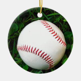 Weißes Baseball mit rotem Stich Keramik Ornament