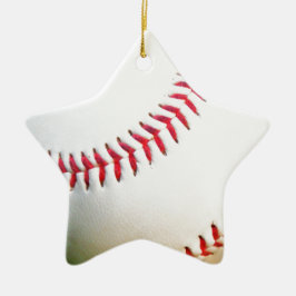 Weißes Baseball mit rotem Stich Keramik Ornament