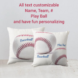 Weißes Baseball mit rotem Stich Kissen