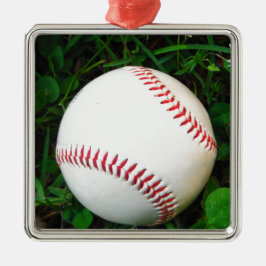 Weißes Baseball mit rotem Stich Ornament Aus Metall