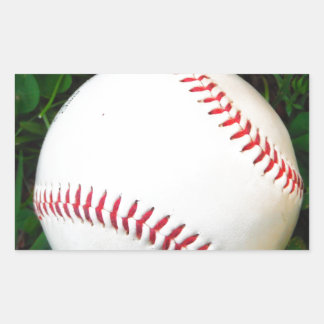 Weißes Baseball mit rotem Stich Rechteckiger Aufkleber