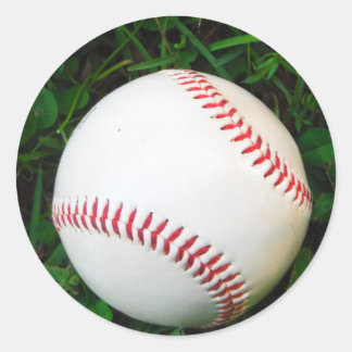Weißes Baseball mit rotem Stich Runder Aufkleber