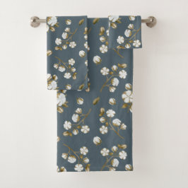 Weißes Baumwollbettmuster Wasserfarben-Muster Grau Badhandtuch Set