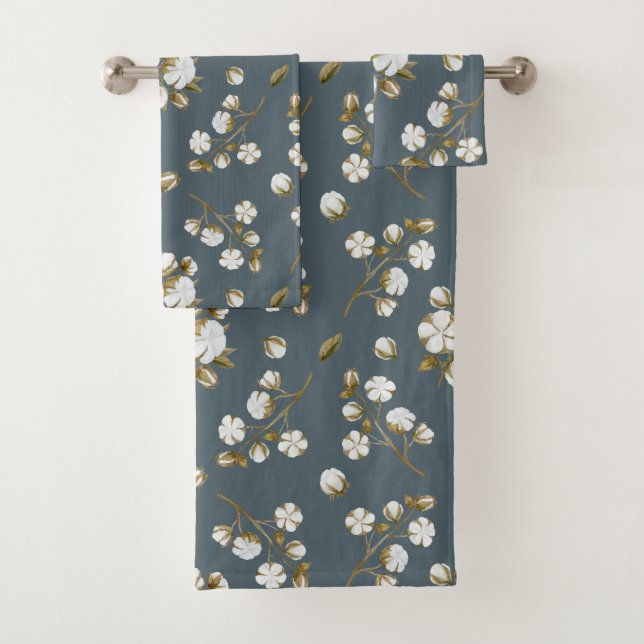 Weißes Baumwollbettmuster Wasserfarben-Muster Grau Badhandtuch Set (Insitu)