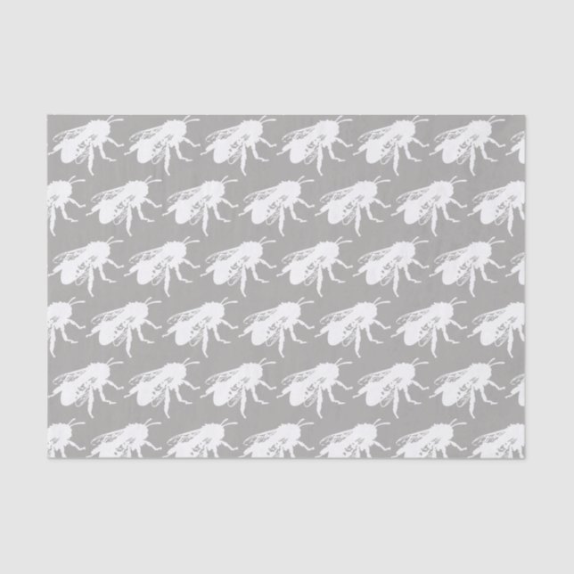 Weißes Bienen-Silhouette-Seidenpapier Seidenpapier (Vorderseite)