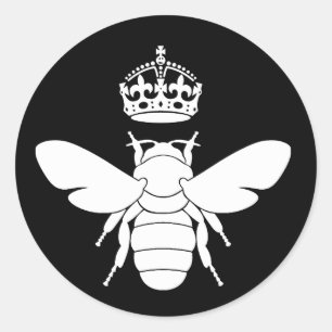 Weißes Bienenkönigin-Logo… sind Sie eine Runder Aufkleber