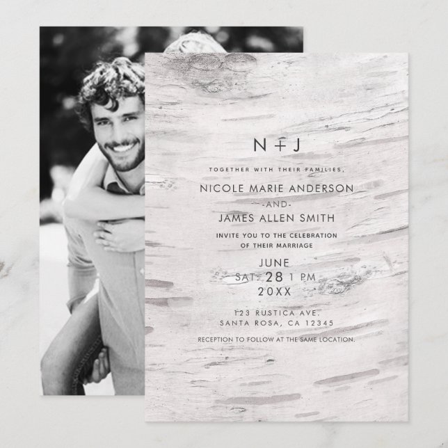 Weißes Birkenholz Rustikaler Stall Modernes Foto H Einladung (Vorne/Hinten)