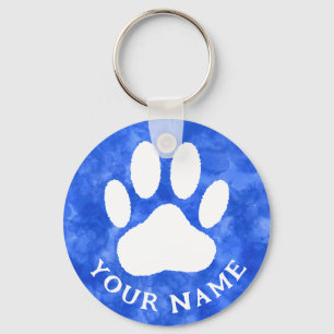 Weißes Blatt Drucken Benutzerdefinierter Text Blau Schlüsselanhänger