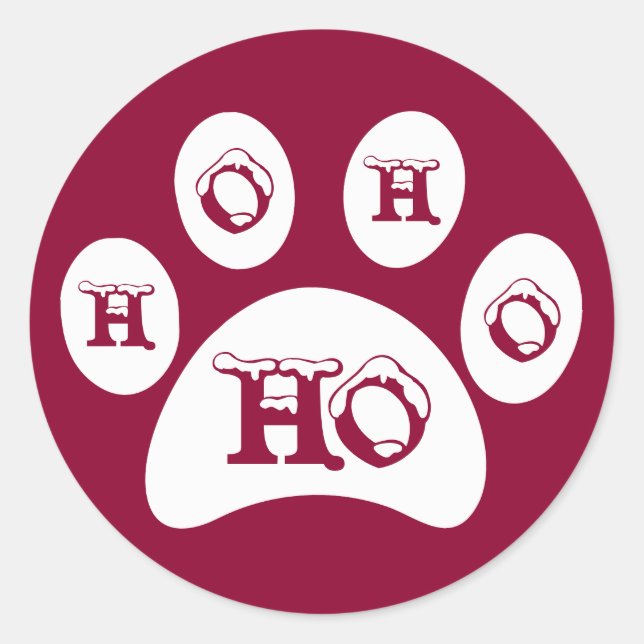 Weißes Blatt mit Schnee beschnitten "Ho, Ho, Ho" Runder Aufkleber (Vorderseite)
