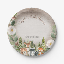 Weißes Blatt Winterwald Pappteller