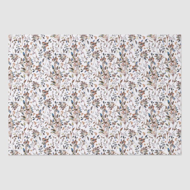 Weißes Blätter Berries Wasserfarben Frische Pasta  Seidenpapier (Vorderseite)