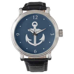 Weißes/blaues Nautikecksymbol Armbanduhr