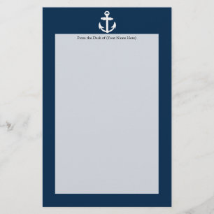 Weißes/blaues Seeanker-Symbol Briefpapier