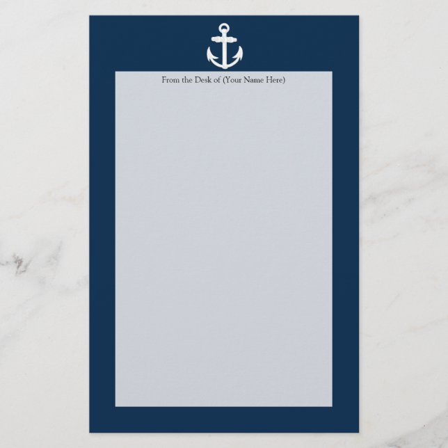 Weißes/blaues Seeanker-Symbol Briefpapier (Vorderseite)