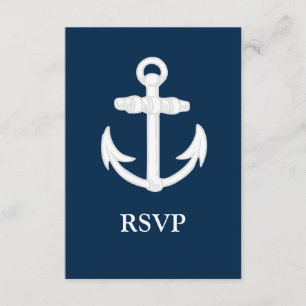 Weißes/blaues Symbol für den Anker RSVP Karte