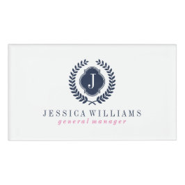 Weißes blaues Wappen mit kundenspezifischem Monogr Namenschild